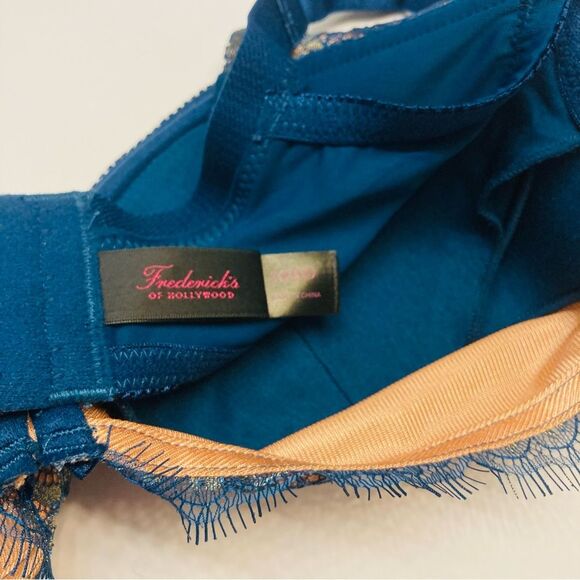 Fredrick’s Of Hollywood Voluptuous Bra Padded Push Up 34DD Teal Shine Lace NEW - Picture 8 of 12